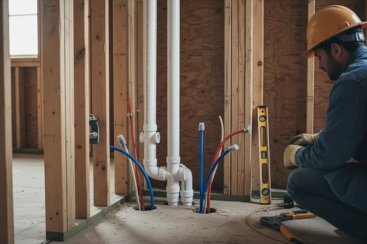 Drain and supply rough-in during Drain Cleaning in Beachwood